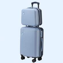 Large Capacity Lightweight Travel Suitcase Set, Macaron Color Block Rolling Luggage With Makeup Bag, Scratch-Resistant Surface, Swivel Wheels, Suitable For School, Vacation, Travel, Outdoor, Beach, Great Gift Bag For School School Accessories School Stuff