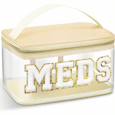 PZWGeetery Bolsa De Chenilla De Nailon Para Maquillaje Estuche Portatil Para Viajes Bolsa De Maquillaje Con Cremallera Estuche De Almacenamiento De Articulos De Tocador Para Mujeres Beige MedsGS9319