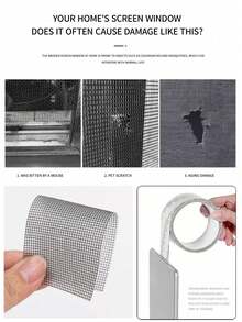 2 Roll Water-Resistant Self-Adhesive Window Screen Repair Tape, Mosquito Net Repair Tape, Disposable Floor Drain Cover Net Sticker, Self-Adhesive Door/Window Water Leakage Hole Repair Patch, Bathroom Drain Cover, Dormitory Door/Curtain Anti-Insect Net Patch, Strong Adhesive Repair Tape, Suitable For Damaged Screens, Black, To Repair Holes Or Cracks In Screen Windows And Doors, Self-Adhesive, For Fixing Mosquito Net And Repairing Window Screens - Xám - Xem 6