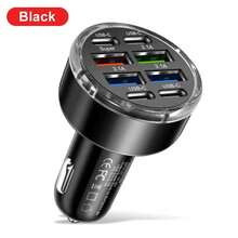 1个150W 8口车载充电器，支持PD/QC3.0快充，USB-C接口，兼容 16/15/14/13/12，兼容苹果设备，兼容iPad、安卓手机、笔记本电脑等。支持快速充电，并可同时为多设备充电。设计紧凑，方便快捷，随时随地高效充电。这款车载快充充电器是送给家人、朋友、孩子、生日、圣诞节、冬季的理想礼物，也是汽车配件的完美之选。 - 黑色 - 查看 4