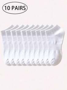 1/3/5/10双装 女士吸湿排汗短袜，踝袜，白色袜子，黑色袜子，普通女士袜子，柔软女士袜子