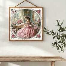 JOZYSH 1 conjunto de pintura diamante vintage para mulheres, 40x40 cm/15,7x15,7 polegadas, kit de bordado diamante redondo completo, arte e artesanato sem moldura, kit faça você mesmo adequado para iniciantes