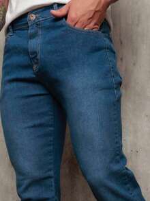 Men's Basic Jeans With Elastane And Pockets Direct From The Factory - Medium Wash - View 2