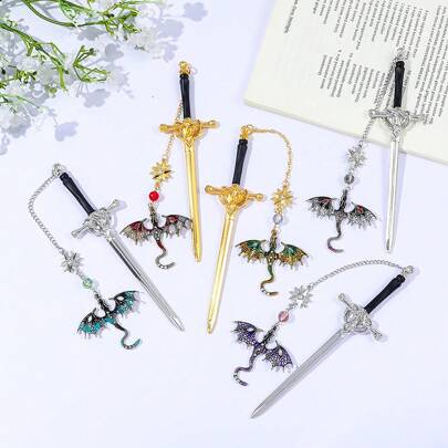 1/5PCS Fantasy 4th Wing Dragon Metal Bookmarks Dragon Themed Party Favors For Dragon Lovers Book Fans Reading Accessories Fantasy Gifts For Fiction Fans Freshman Week Opening Season Gifts Study Stationery