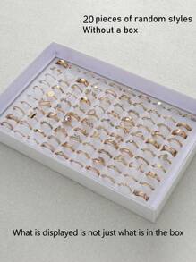 20Pcs Fashion Sparkling Butterfly Snake Flower Rings Set For Women Men Mix Style Stylish Inlaid Rhinestone Jewelry Prefer Match Daily Outfits Party Decor