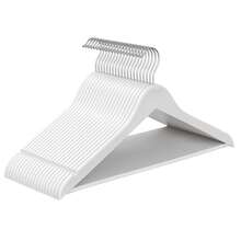 Grucce Appendiabiti Legno, 20/30 Pezzi, Appendini, Salvaspazio, Scanalature su Spalle, Gancio Girevole a 360°, Legno di Betulla, per Pantaloni Giacche, Bianco - Bianco - Visualizzare 7