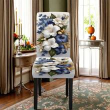 1/4/5/6/7/36 piezas Conjunto de funda para silla con estampado de flores de moda, adecuado para decoración diaria moderna en interiores, hogar, restaurante, hotel, fiesta, boda, comedor, cocina. Fundas de silla elásticas lavables para mesas cuadradas.
