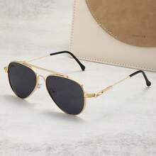 1 件复古青蛙风格时尚眼镜，适合驾驶，欧美风格飞行员形状墨镜 - 彩色 - 查看 3