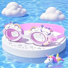 1pc Transparent Cartoon Design Swimming Goggles, Beach Essentials, Beach Accessories, Pool Float