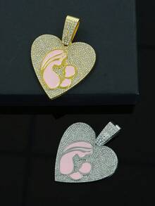 1 件全水钻粉色滴油心形吊坠,代表母爱,适合日常佩戴 - 吊墜項鍊 - 查看 13