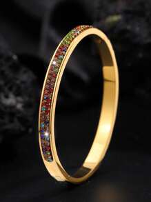1 Peça Pulseira de Aço Inoxidável com Diamantes Coloridos em Duas Fileiras, Estilo Luxo e Personalizada, Adequada para Eventos de Gala, Clássica e da Moda, Ideal para Uso Diário ou Ocasiões Especiais/Presentes de Natal e Dia dos Namorados para Mulheres