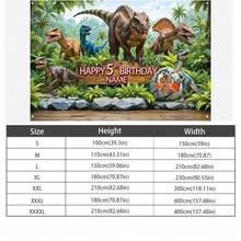1pc Customized Portrait, Age, Name Birthday Party Banner, Polyester Dinosaur Jungle Theme Photography Backdrop, Birthday Cake Table Home Wall Outdoor Decor - Multicolor - View 10