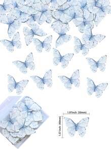 48 件可食用蝴蝶蛋糕装饰，威化纸蝴蝶纸杯蛋糕装饰，仙女生日快乐蛋糕装饰，适用于结婚纪念日、婴儿派对、生日派对装饰、春夏蛋糕装饰 - 藍色 - 查看 4