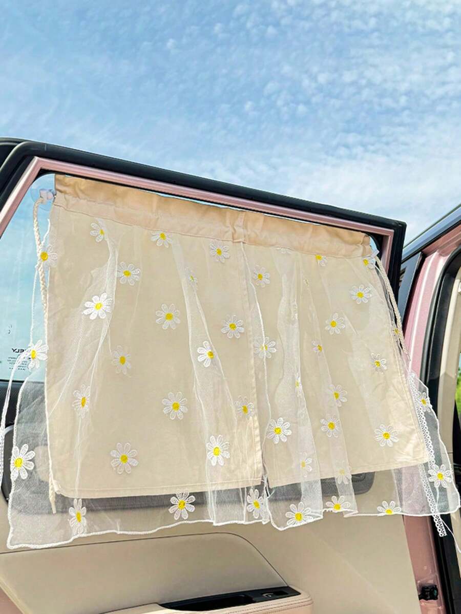 1pc Car Sunshade Side Curtain Suction Cup Type Interior Curtain For Sun Protection And Heat Insulation Car Window Sunshade - one-size - View 1