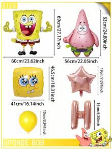 SpongeBob SquarePants 18件套海绵宝宝主题海绵宝宝和派大星铝箔气球套装 - PVC派对装饰套装，生日派对装饰，增添节日气氛 - 适用于家庭聚会、周年纪念日和节日、婚礼、生日、圣诞节、家居装饰、圣诞装饰、房间装饰、冬季圣诞装饰、圣诞礼物、圣诞装饰品 - 彩色 - 查看 4
