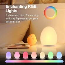 Rechargeable Egg-Shaped Night Light With 7 Color Modes, Adjustable Warm White LED, Suitable For Teen Sleep, Touch Controls And Timer - Battery Life Up To 100 Hours, Suitable For Room Decor, Bedroom Light