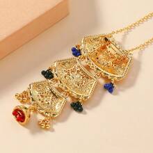 Middle East Luxury Enameled Bead And Tassel Decor Women Necklace, Matches Clothing - Gold - View 3