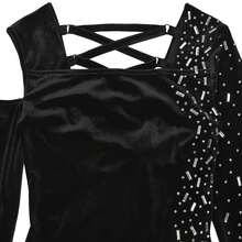 Long Sleeve Fringe Dress Women Fall Elegant Bodycon Black Maxi Dress For Club Party Evening Occasion - Black - View 7