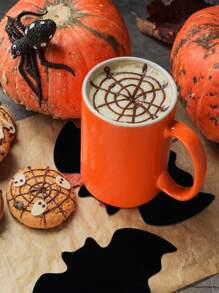 4 件万圣节蝙蝠形状餐垫、刀叉架、杯垫、糖果架，适用于家庭、厨房、酒店、酒吧、咖啡厅、餐厅等场合，完美搭配万圣节、节日派对等，营造节日气氛