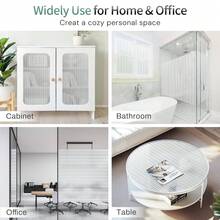Reeded Glass Window Film, Privacy Frosted Glass Film, 3D Decorative Decals Removable Sun Blocking Anti UV Door Window Cover, No Glue Static Cling Vinyl For Bathroom Home Office, 17. 5" X 78. 7"