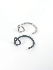2PCS Summer Jewelry Stainless Steel Nose Stud Ring Heart Shape Earring Lip Ring Piercing For Women Golden Jewelry