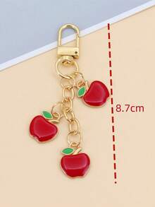 1 件男女通用新款合金油滴苹果钥匙扣简约清新夏季水果吊坠配件包包装饰圣诞背包装饰钥匙扣 - 紅色 - 查看 2