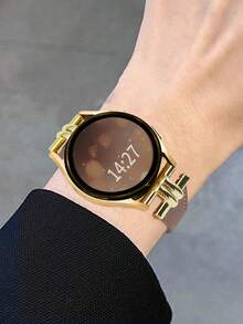 皮革表带 20mm/22mm 替换表带兼容三星 Galaxy Watch 7/6/5/4 Active 2 40/44mm、Watch 6 Classic 43/47mm、Watch 5 Pro 45/44/40mm、Watch 4 40/44mm、Watch 3 41mm、Watch 7 40/44mm、Galaxy Watch FE、金色金属扣、适合男士和女士、方便的快速释放、时尚的设计 - 棕色 - 查看 6