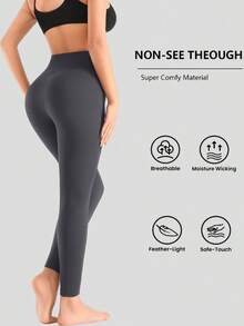 3 Confezioni - Leggings vita alta per donna, ultra morbidi, elastici, opachi, snellenti, leggings yoga, taglia unica e taglie forti - Multicolore - Visualizzare 4