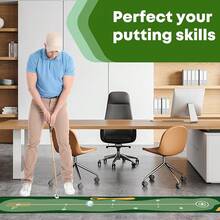 Golf Putting Mat Indoor & Outdoor Professional Practice Putting Green Mat With Distance Marker Anti Slip Backing Golf Accessories Portable Training Matt - Green - View 4