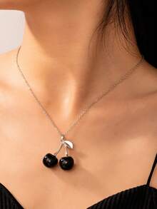 1 件时尚新款银樱桃吊坠，适合日常佩戴，是送给朋友的完美夏季礼物 - 項鍊 - 查看 1