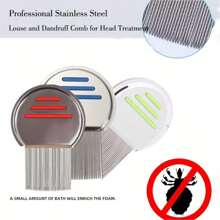 4pcs Adult Fine Tooth Plastic Comb Set, Scalp Massage Comb For Dandruff, Lice, Nits Removal - 1pc Lice/Flea Comb, 1pc Cleaning Comb, 1pc Dandruff Cleaning Comb, Stainless Steel Threaded Pin Comb