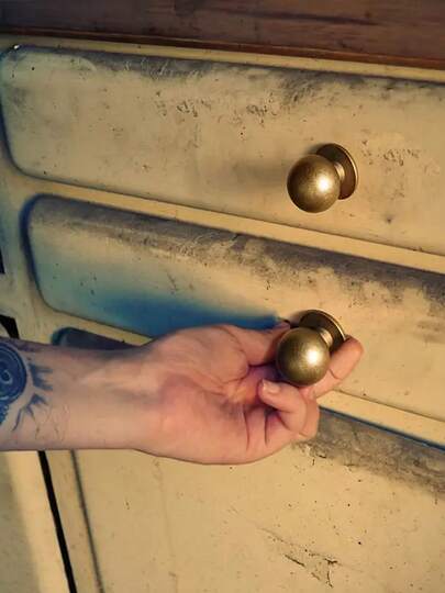 2/6件青铜单孔旋钮橱柜把手、门把手、橱柜把手 | 实心锌合金材质，适用于橱柜、衣柜、梳妆台和抽屉