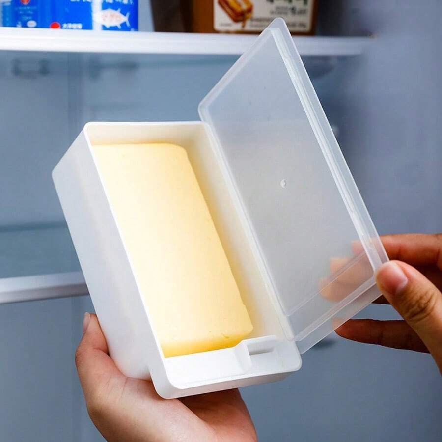 1 Pc, [Universal For Home And Commercial Use] Japanese Butter Cutting Storage Box PP Plastic Odorless Offset Printing Butter Cutting Storage Integrated Storage Box - trắng - Xem 1