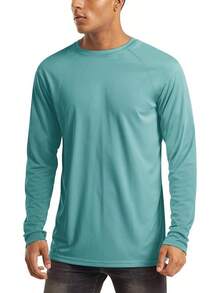 Camisas de manga larga para hombres UPF 50+ Protección solar UV Camisas deportivas para senderismo, correr, entrenamiento Rash Guard-2025 - Gris Verde - Ver 1