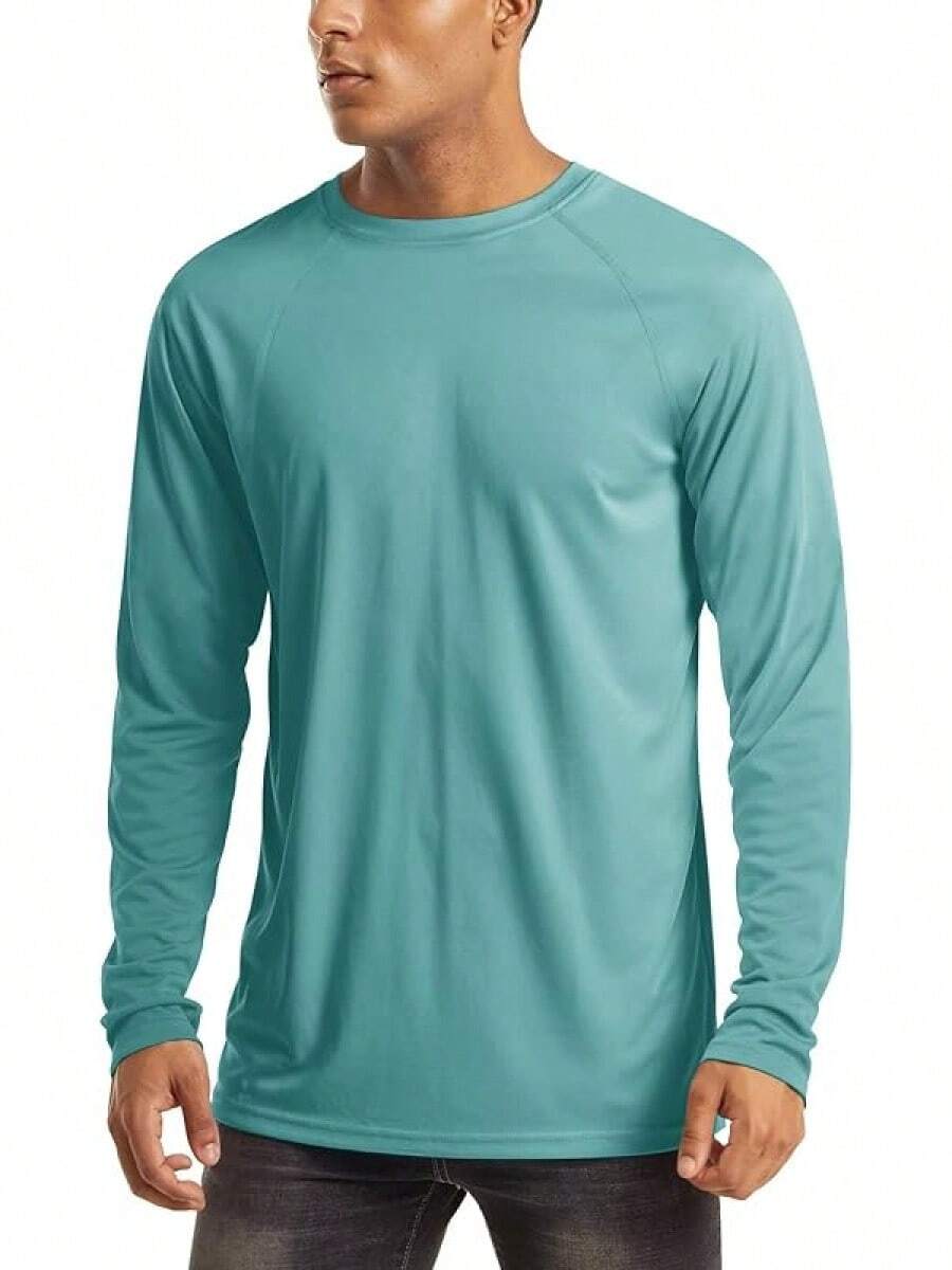 Camisas de manga larga para hombres UPF 50+ Protección solar UV Camisas deportivas para senderismo, correr, entrenamiento Rash Guard-2025 - Gris Verde - Ver 1