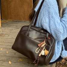 Korean Style Large Capacity Single Shoulder Women's Bag Versatile Vintage Underarm Bag Autumn 2025 New Arrival Tote Bag - 棕色-無吊墜 - 查看 3