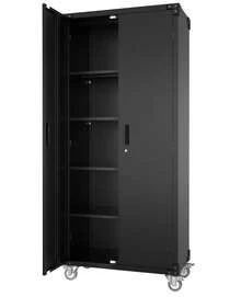 Studyset Metal Storage Cabinet 72" H With Wheels,Garage Storage Cabinet With 2 Doors And 4 Adjustable Shelves,Steel Tool Cabinet With Lock And Lockable Rolling,Storage Organization For Home,Garage,Office - Black - View 1