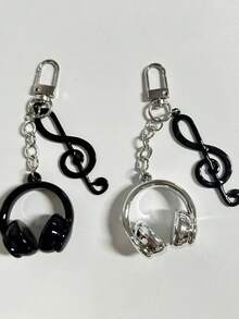 1pc Unisex Music Lover Keychain Music Note Shaped Earphone Holder Stylish Phone Strap Versatile For Backpack Music Festival Gift Backpack Decor Keychain For Bag Car Accessories For Women - Multicolor - View 3
