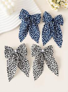 6 pièces/set Pinces à cheveux en polyester multicolores avec imprimé léopard et nœud papillon, pinces canard rétro mignonnes minimalistes. Accessoires capillaires convenant pour l'école, les fêtes, les cadeaux et le port quotidien. Pinces à cheveux, pinces à griffes, barrettes, pinces à alligator, fournitures scolaires, accessoires nœuds, imprimé animal