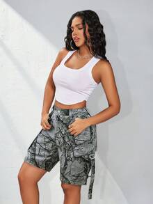 Shorts vaqueros tipo bermuda con detalles de bolsillo vintage desgastados y dobladillo deshilachado - Multicolor - Ver 3