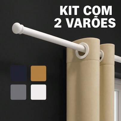 Kit 2 Varões de Madeira 2,00m x 19mm - Varão Premium para Janela Cortina e Decoração de Casa