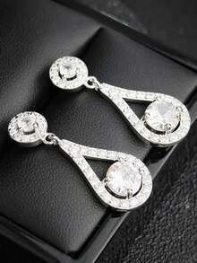 MOONSO 1 Pair Elegant Teardrop Hollow Out Design Women Stud Earrings, For Wedding, Party, Gift-Giving E514