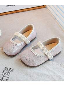 1 Pair Solid Color Elegant Sparkling Fashion Princess Flat Shoes For Girls - Pink - View 3