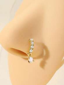 1 Pc Luxury Minimalist Set Of Micro-Solid Diamond Drop Ear Bar Claspers - Available In Gold, Rose Gold Or Silver Delicate And Exclusive Daily Commuting Accessory. - Silver - View 1