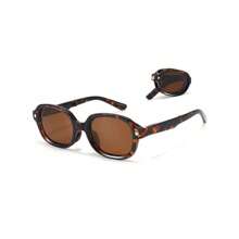 1 件可折叠豹纹图案炫酷个性化眼镜，轻巧耐用的鼻托，日常通勤、装饰、街头摄影、时尚配饰必备