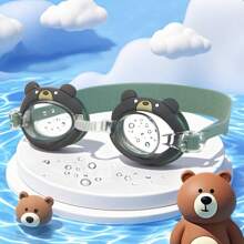 1pc Transparent Cartoon Design Swimming Goggles, Beach Essentials, Beach Accessories, Pool Float