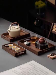 1 Pc Bamboo Wooden Serving Tray, Breakfast Tray With Handles Bed Tray For Breakfast Dinner, Eating Trays For Living Room-Back To School - Multicolor - View 5