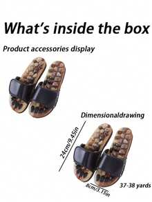 男士足部穴位按摩拖鞋，中医针灸按摩旋转足部按摩鞋，男女皆宜（每双拖鞋上的鹅卵石略有不同）母亲节鲜花，给妈妈的个性化礼物，最后一分钟的礼物，母亲节创意，母亲节礼物，给妈妈的手工卡片，50 美元以下的最佳母亲节礼物 - 黑色 - 查看 5