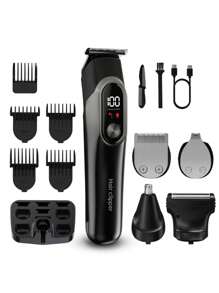 5合1理发器套装，数字显示电动理发器，剃须刀头可调节，雕刻功能，多功能电动理发器
