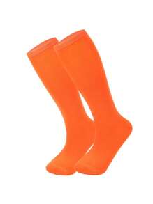 1 Pair Children's Casual Versatile Knee-High Socks, Girls' Solid Color Dance Socks, Suitable For 7-12 Years Old Boys And Girls For Daily Wear